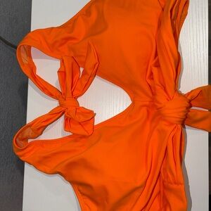 Vibrant Orange Cutout Swimsuit